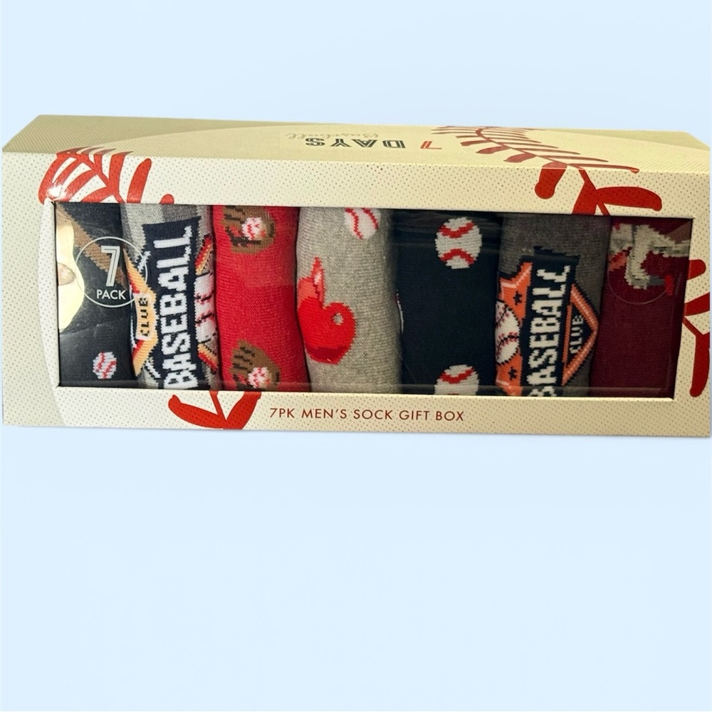 New Orrsum 7 Days Men's Baseball Crew Themed Sock box set.